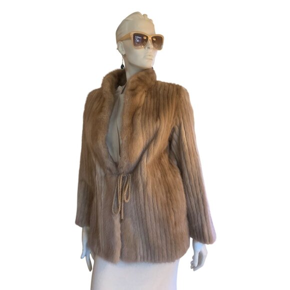 Women's Vintage Iveys Designed By Mr. J Chic Tan Real Mink Mob Wife Jackey Coat - Picture 1 of 10